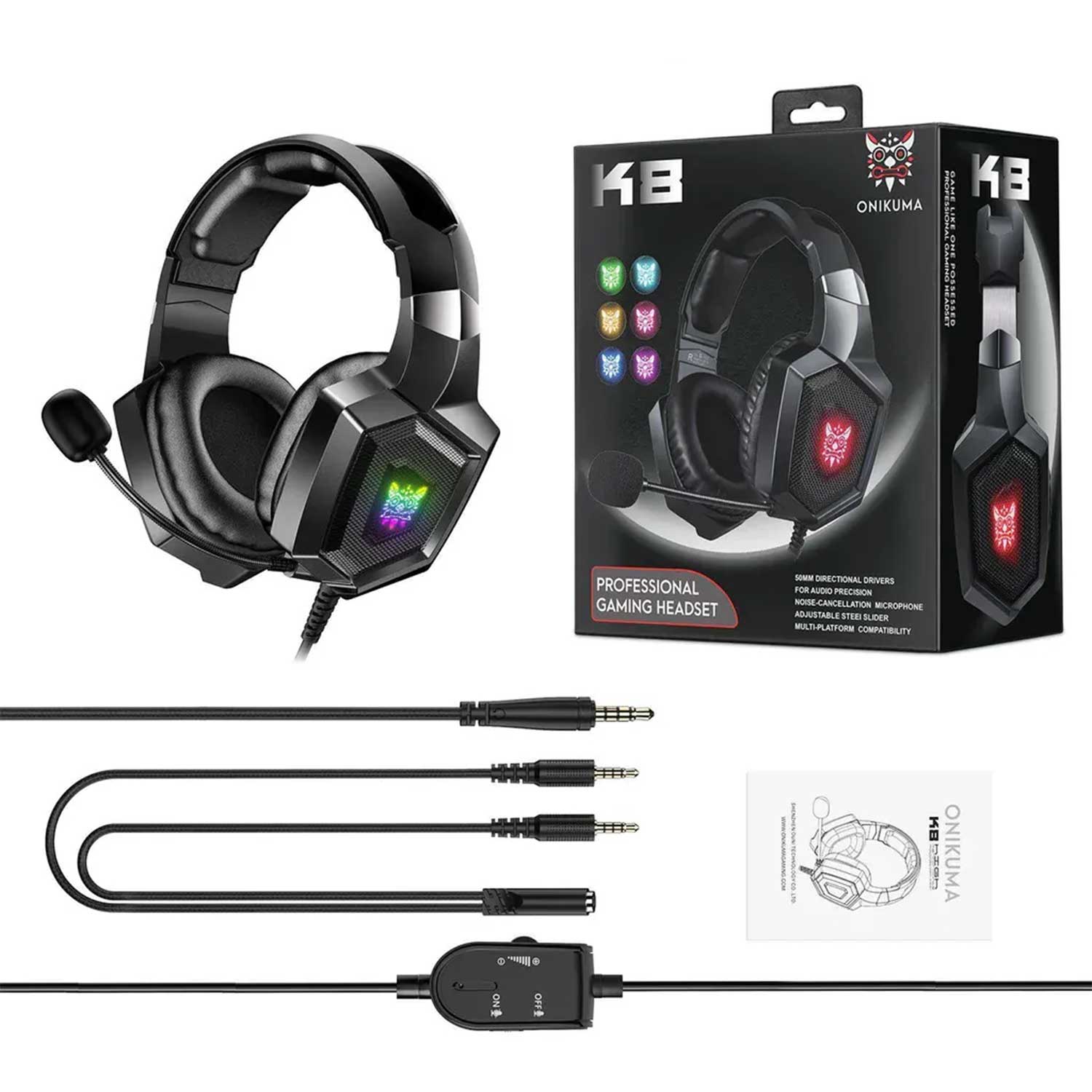 ONIKUMA K8 RGB GAMING HEADPHONE OVER-EAR HEADSET