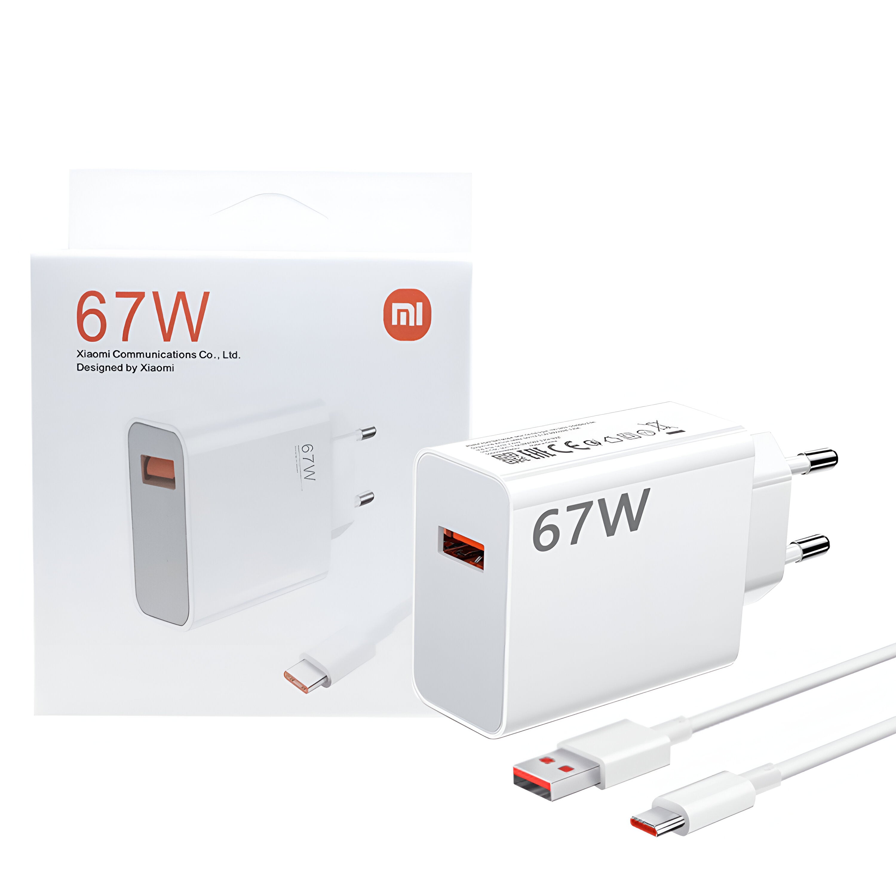 XIAOMI 67W EU PLUG QC3.0 FAST QUICK WALL CHARGER WITH CABLE