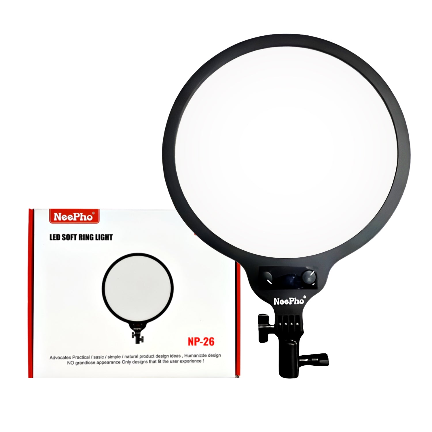 📸 NeePho NP-26 26CM LED Soft Ring Light | 360° Rotation | USB-C | 3 Light Modes