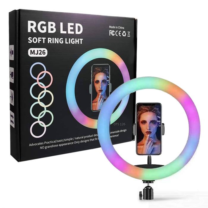 📸 MJ26 10.2" RGB LED Soft Ring Light | 26CM | 25W | Dimmable | RGB & White Modes | USB Powered