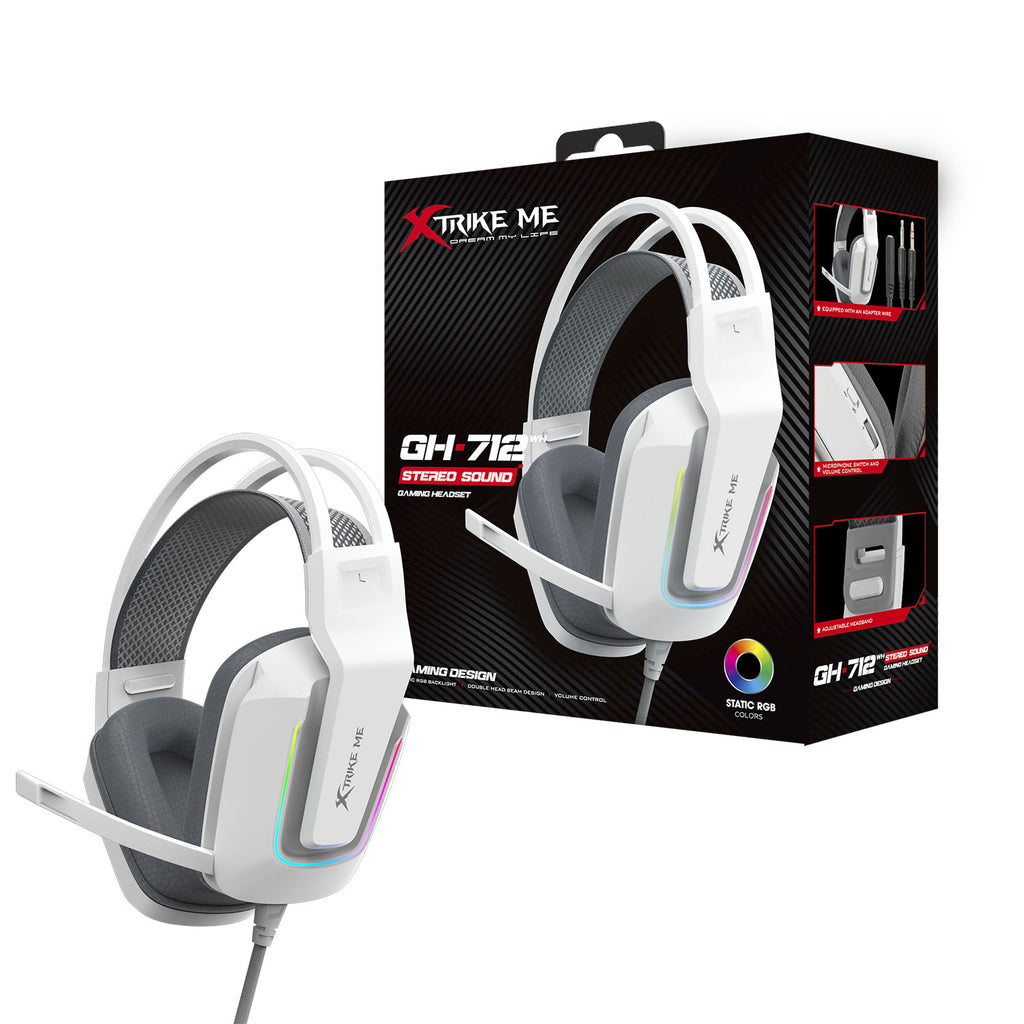 XTRIKE ME GH712 RGB GAMING HEADSET WITH NOISE REDUCTION MICROPHONE BLACK | WHITE